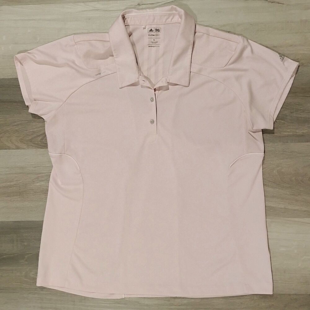 Adidas Womens Polo Golf Shirt XL Light Pink Short Sleeve ClimaCool